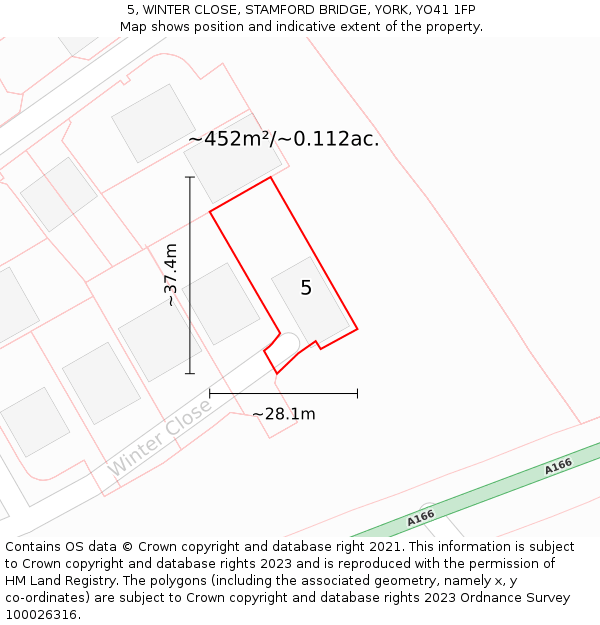 5, WINTER CLOSE, STAMFORD BRIDGE, YORK, YO41 1FP: Plot and title map
