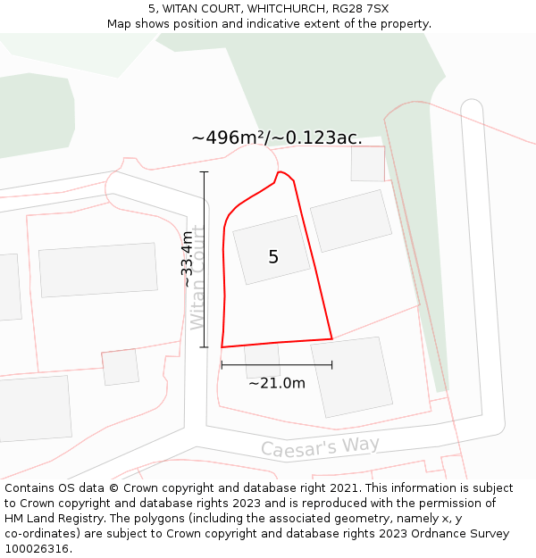 5, WITAN COURT, WHITCHURCH, RG28 7SX: Plot and title map