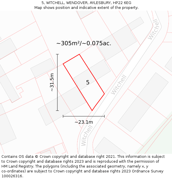 5, WITCHELL, WENDOVER, AYLESBURY, HP22 6EG: Plot and title map