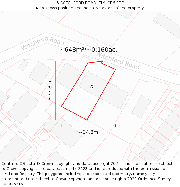 5, WITCHFORD ROAD, ELY, CB6 3DP: Plot and title map