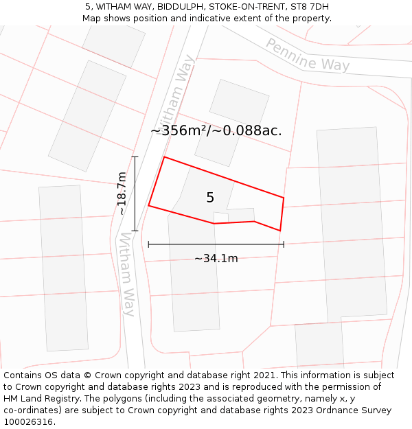 5, WITHAM WAY, BIDDULPH, STOKE-ON-TRENT, ST8 7DH: Plot and title map