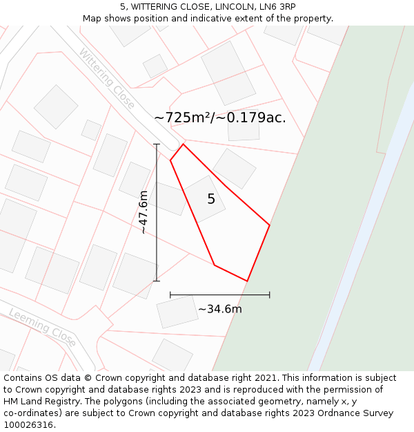 5, WITTERING CLOSE, LINCOLN, LN6 3RP: Plot and title map
