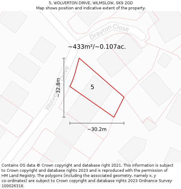 5, WOLVERTON DRIVE, WILMSLOW, SK9 2GD: Plot and title map