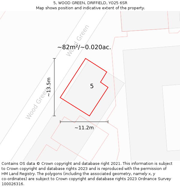 5, WOOD GREEN, DRIFFIELD, YO25 6SR: Plot and title map