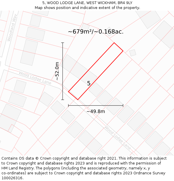 5, WOOD LODGE LANE, WEST WICKHAM, BR4 9LY: Plot and title map