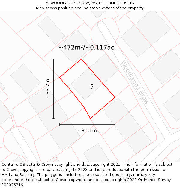 5, WOODLANDS BROW, ASHBOURNE, DE6 1RY: Plot and title map