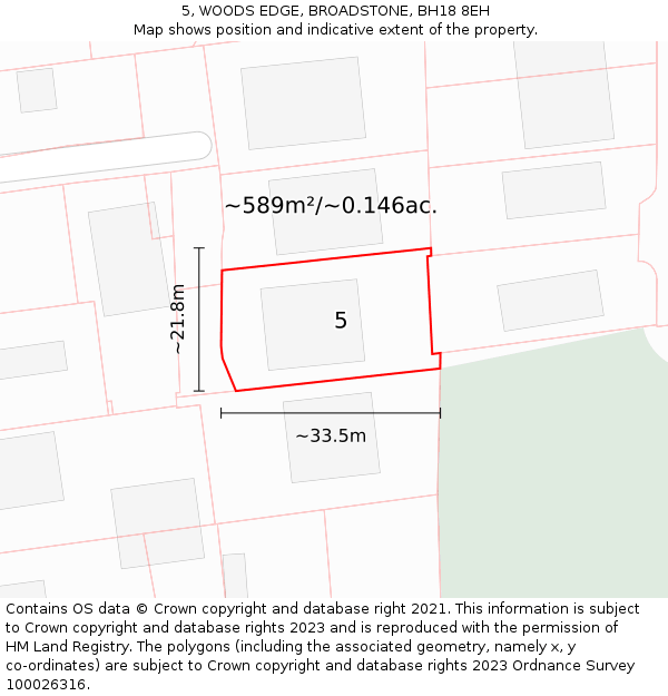 5, WOODS EDGE, BROADSTONE, BH18 8EH: Plot and title map
