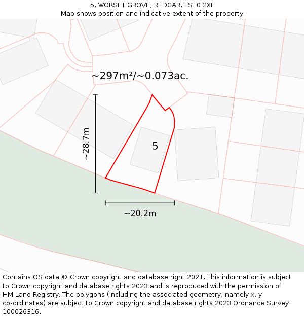 5, WORSET GROVE, REDCAR, TS10 2XE: Plot and title map