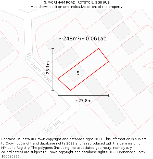 5, WORTHAM ROAD, ROYSTON, SG8 9UE: Plot and title map