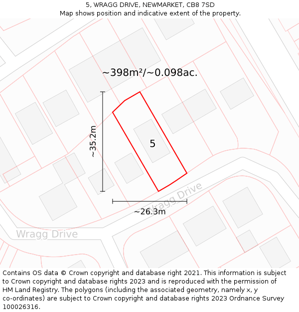 5, WRAGG DRIVE, NEWMARKET, CB8 7SD: Plot and title map