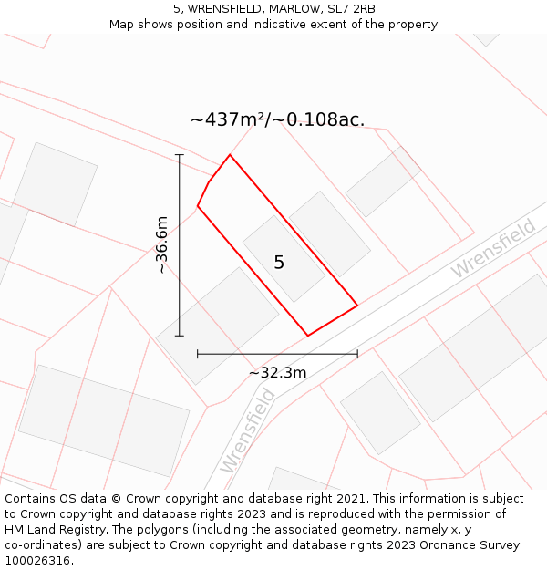 5, WRENSFIELD, MARLOW, SL7 2RB: Plot and title map