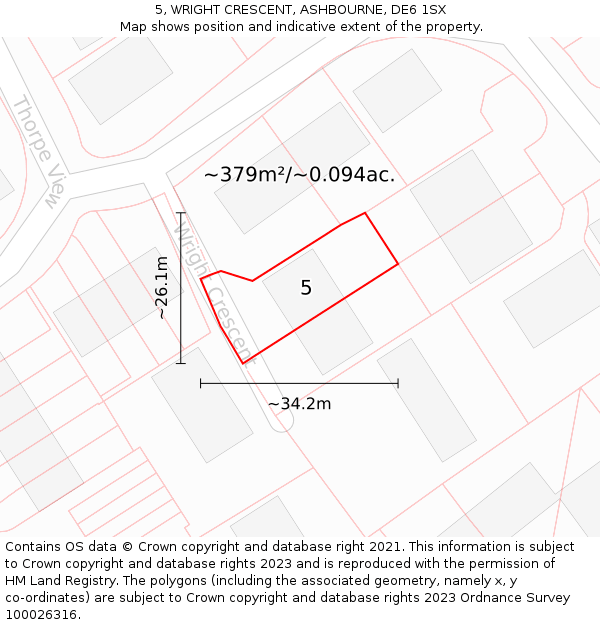 5, WRIGHT CRESCENT, ASHBOURNE, DE6 1SX: Plot and title map