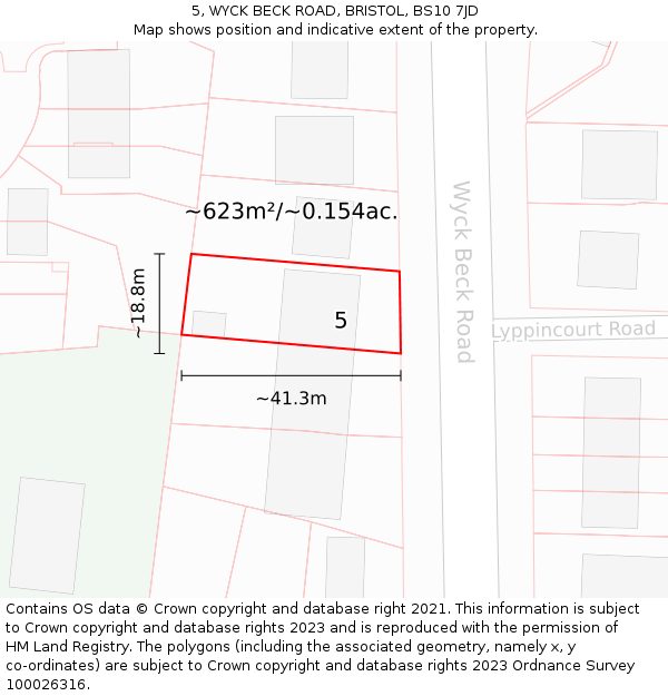 5, WYCK BECK ROAD, BRISTOL, BS10 7JD: Plot and title map