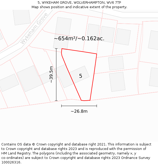 5, WYKEHAM GROVE, WOLVERHAMPTON, WV6 7TP: Plot and title map