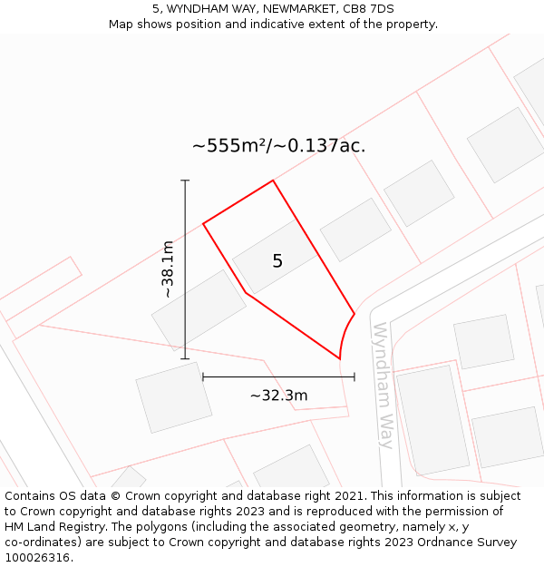 5, WYNDHAM WAY, NEWMARKET, CB8 7DS: Plot and title map