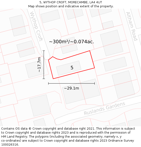 5, WYTHOP CROFT, MORECAMBE, LA4 4UT: Plot and title map