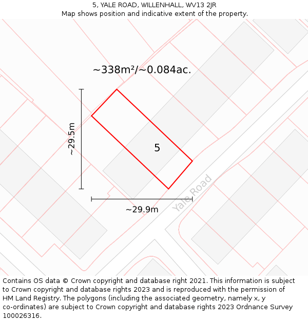 5, YALE ROAD, WILLENHALL, WV13 2JR: Plot and title map