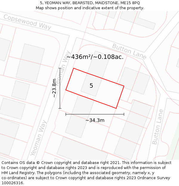 5, YEOMAN WAY, BEARSTED, MAIDSTONE, ME15 8PQ: Plot and title map