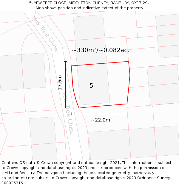 5, YEW TREE CLOSE, MIDDLETON CHENEY, BANBURY, OX17 2SU: Plot and title map