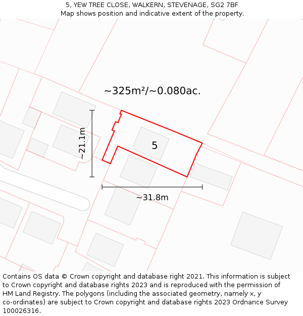 5, YEW TREE CLOSE, WALKERN, STEVENAGE, SG2 7BF: Plot and title map