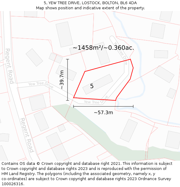5, YEW TREE DRIVE, LOSTOCK, BOLTON, BL6 4DA: Plot and title map