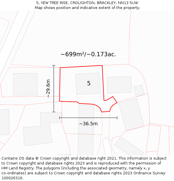 5, YEW TREE RISE, CROUGHTON, BRACKLEY, NN13 5UW: Plot and title map