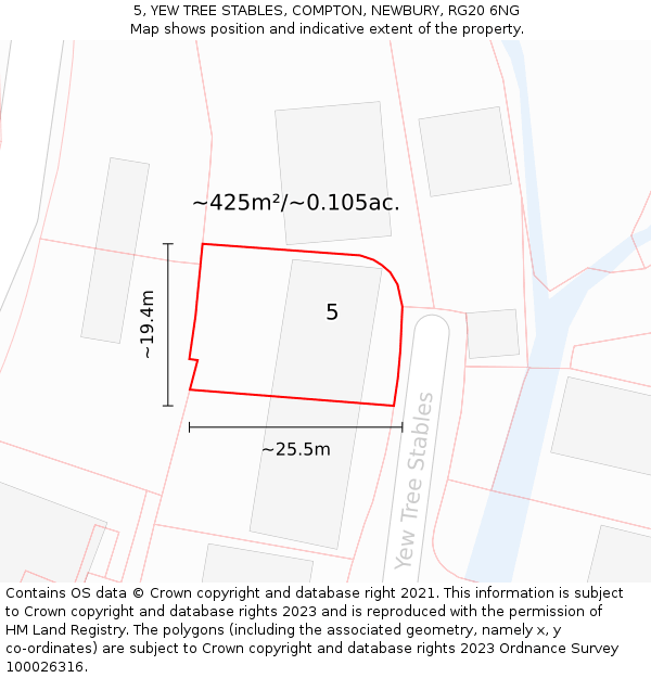 5, YEW TREE STABLES, COMPTON, NEWBURY, RG20 6NG: Plot and title map