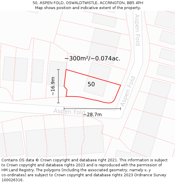 50, ASPEN FOLD, OSWALDTWISTLE, ACCRINGTON, BB5 4PH: Plot and title map