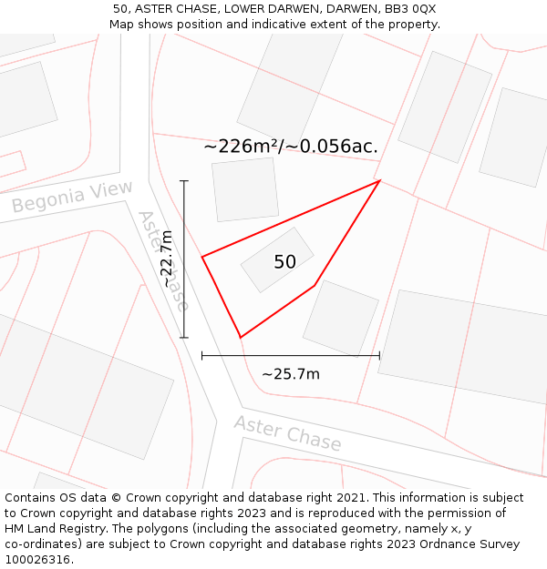 50, ASTER CHASE, LOWER DARWEN, DARWEN, BB3 0QX: Plot and title map