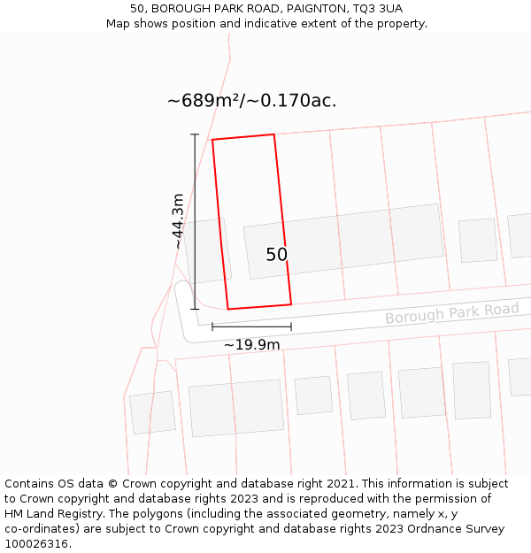 50, BOROUGH PARK ROAD, PAIGNTON, TQ3 3UA: Plot and title map
