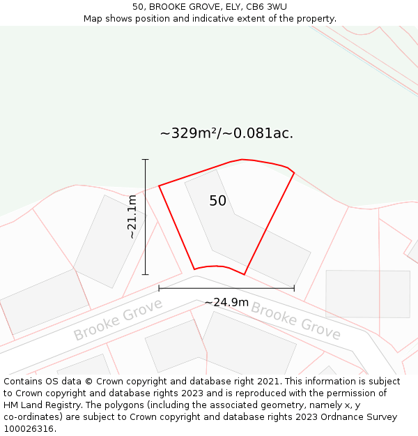 50, BROOKE GROVE, ELY, CB6 3WU: Plot and title map