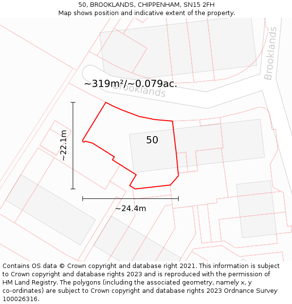 50, BROOKLANDS, CHIPPENHAM, SN15 2FH: Plot and title map