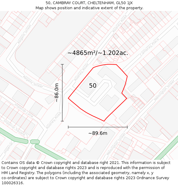 50, CAMBRAY COURT, CHELTENHAM, GL50 1JX: Plot and title map