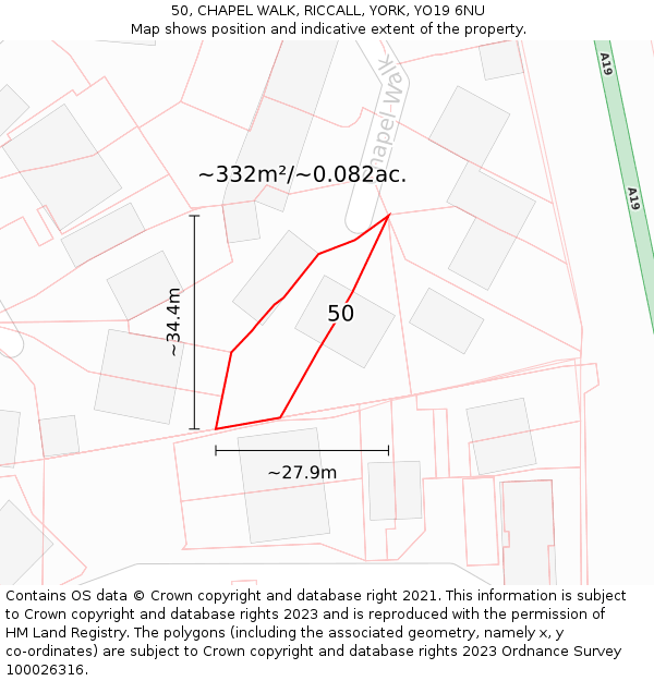 50, CHAPEL WALK, RICCALL, YORK, YO19 6NU: Plot and title map