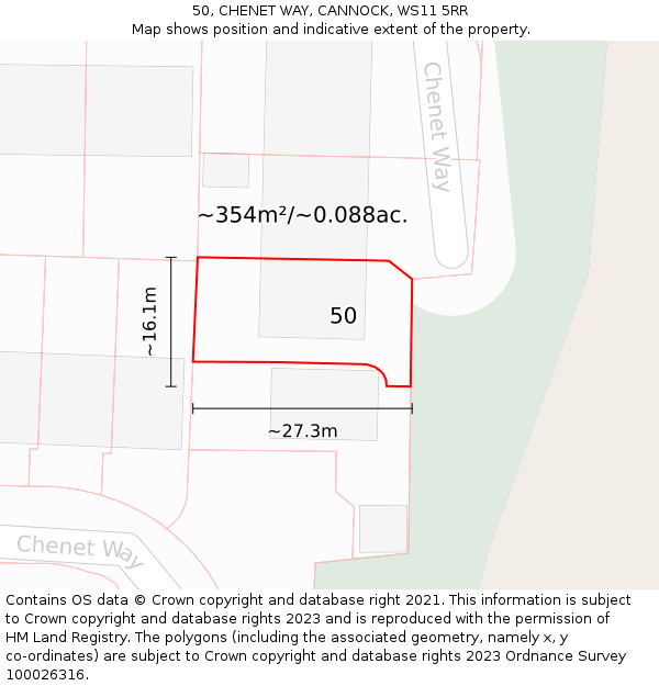 50, CHENET WAY, CANNOCK, WS11 5RR: Plot and title map