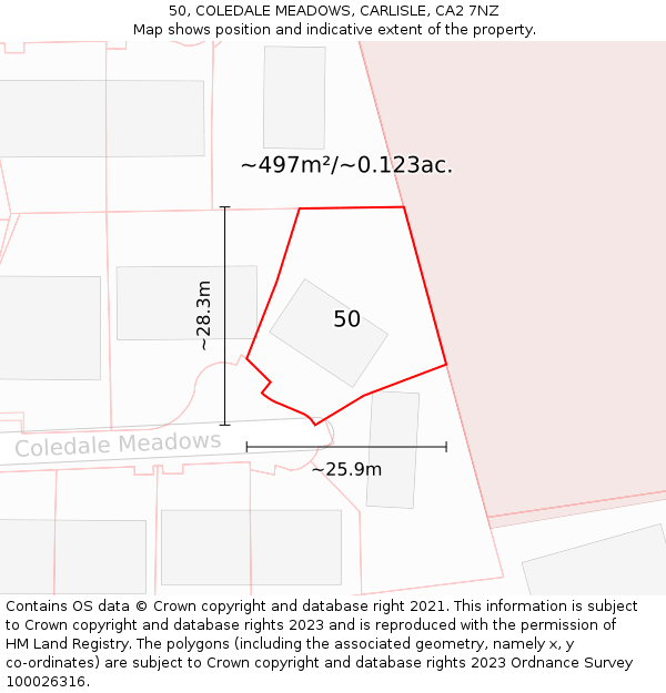 50, COLEDALE MEADOWS, CARLISLE, CA2 7NZ: Plot and title map