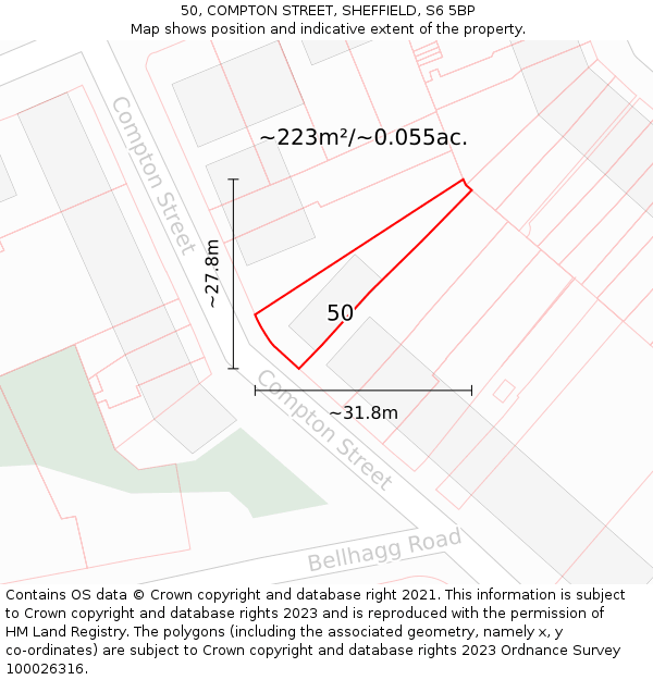 50, COMPTON STREET, SHEFFIELD, S6 5BP: Plot and title map