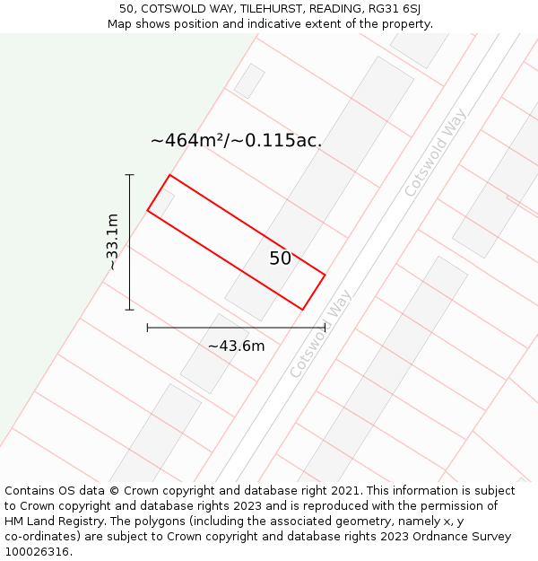 50, COTSWOLD WAY, TILEHURST, READING, RG31 6SJ: Plot and title map