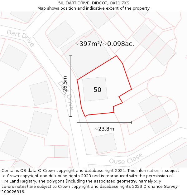 50, DART DRIVE, DIDCOT, OX11 7XS: Plot and title map