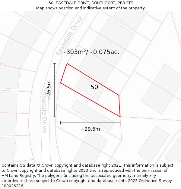 50, EASEDALE DRIVE, SOUTHPORT, PR8 3TS: Plot and title map