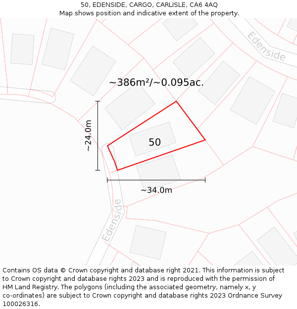 50, EDENSIDE, CARGO, CARLISLE, CA6 4AQ: Plot and title map