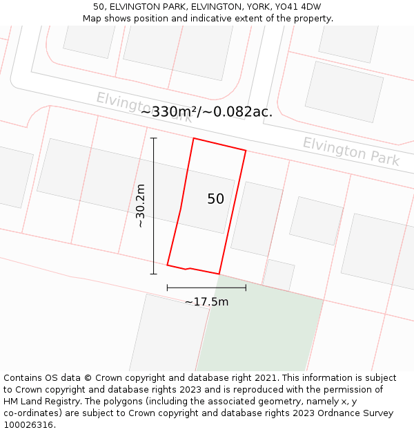 50, ELVINGTON PARK, ELVINGTON, YORK, YO41 4DW: Plot and title map