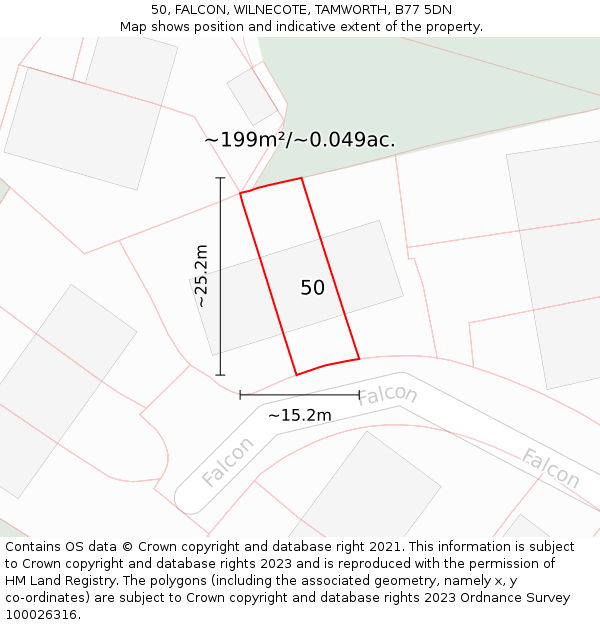 50, FALCON, WILNECOTE, TAMWORTH, B77 5DN: Plot and title map