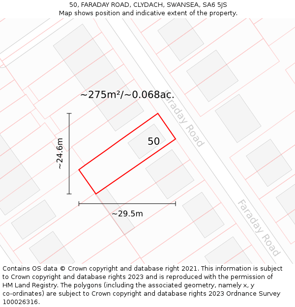 50, FARADAY ROAD, CLYDACH, SWANSEA, SA6 5JS: Plot and title map