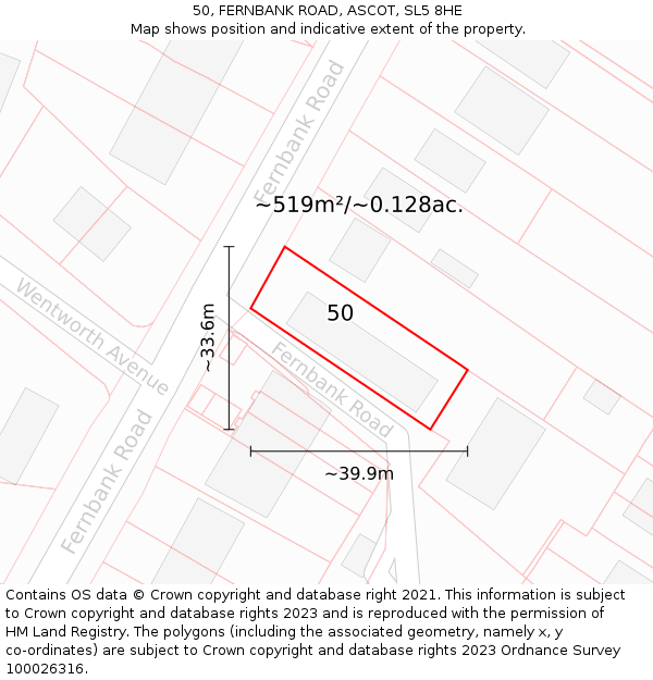 50, FERNBANK ROAD, ASCOT, SL5 8HE: Plot and title map