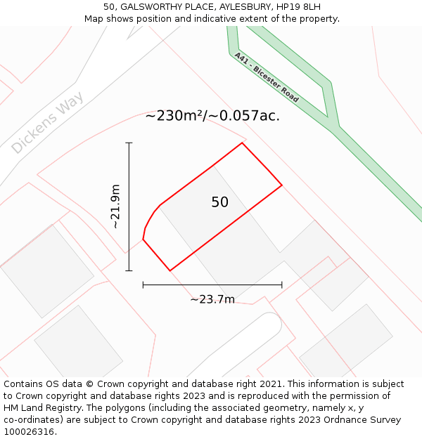 50, GALSWORTHY PLACE, AYLESBURY, HP19 8LH: Plot and title map