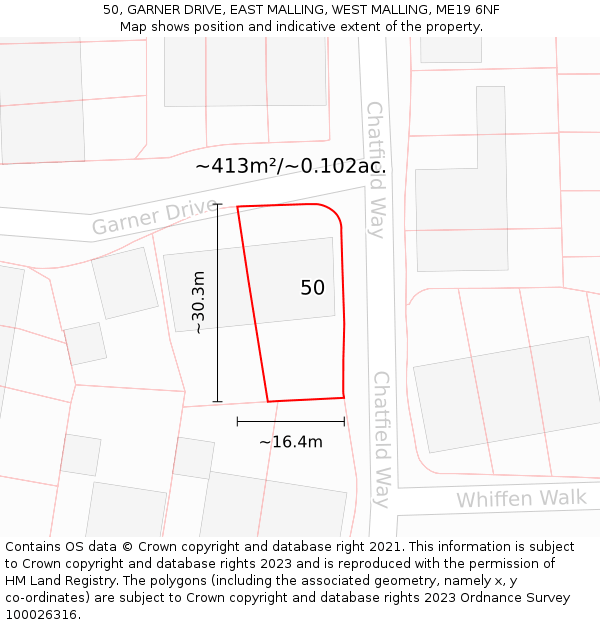 50, GARNER DRIVE, EAST MALLING, WEST MALLING, ME19 6NF: Plot and title map