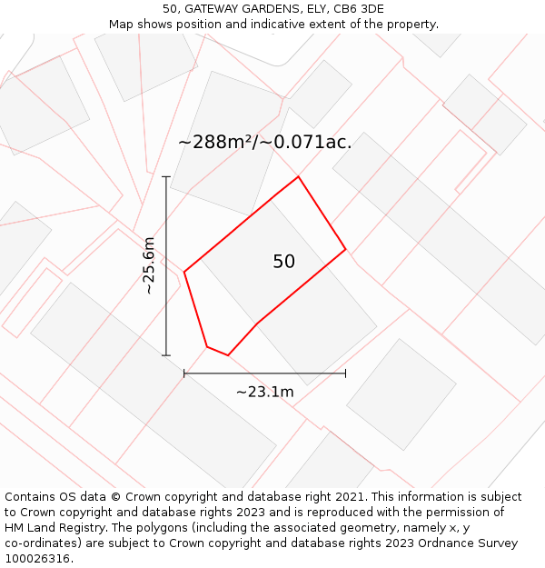 50, GATEWAY GARDENS, ELY, CB6 3DE: Plot and title map