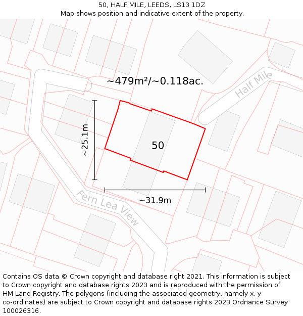 50, HALF MILE, LEEDS, LS13 1DZ: Plot and title map