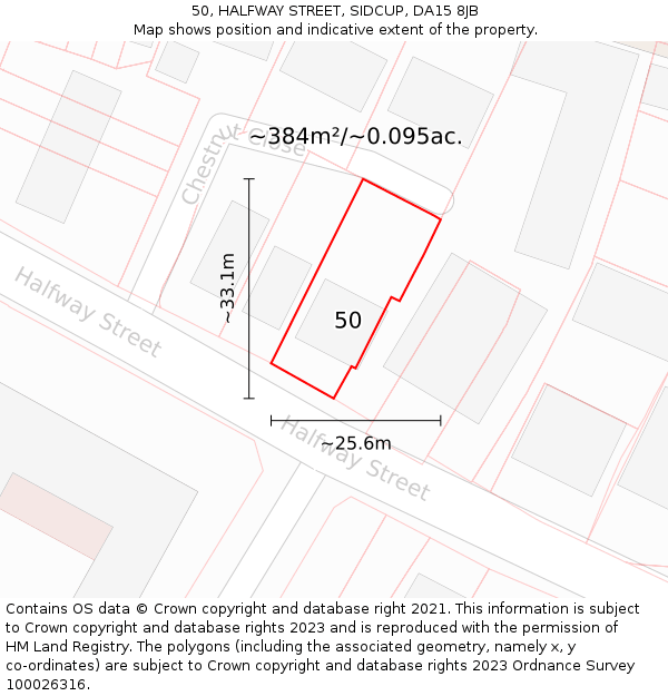 50, HALFWAY STREET, SIDCUP, DA15 8JB: Plot and title map